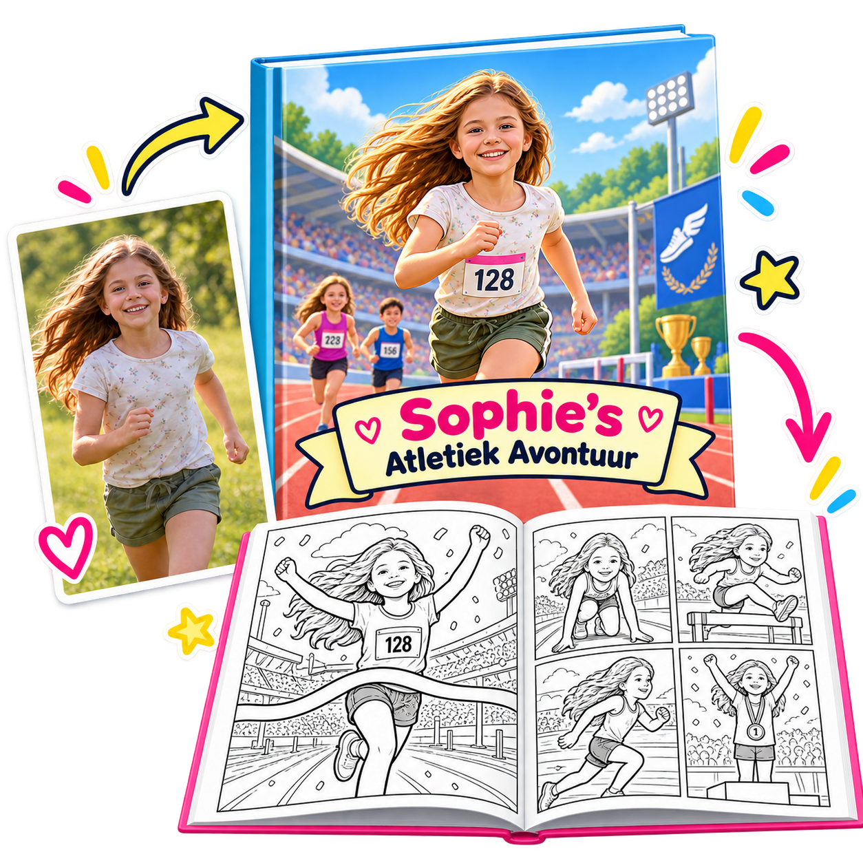 Persoonlijk kleurboek thema atletiek