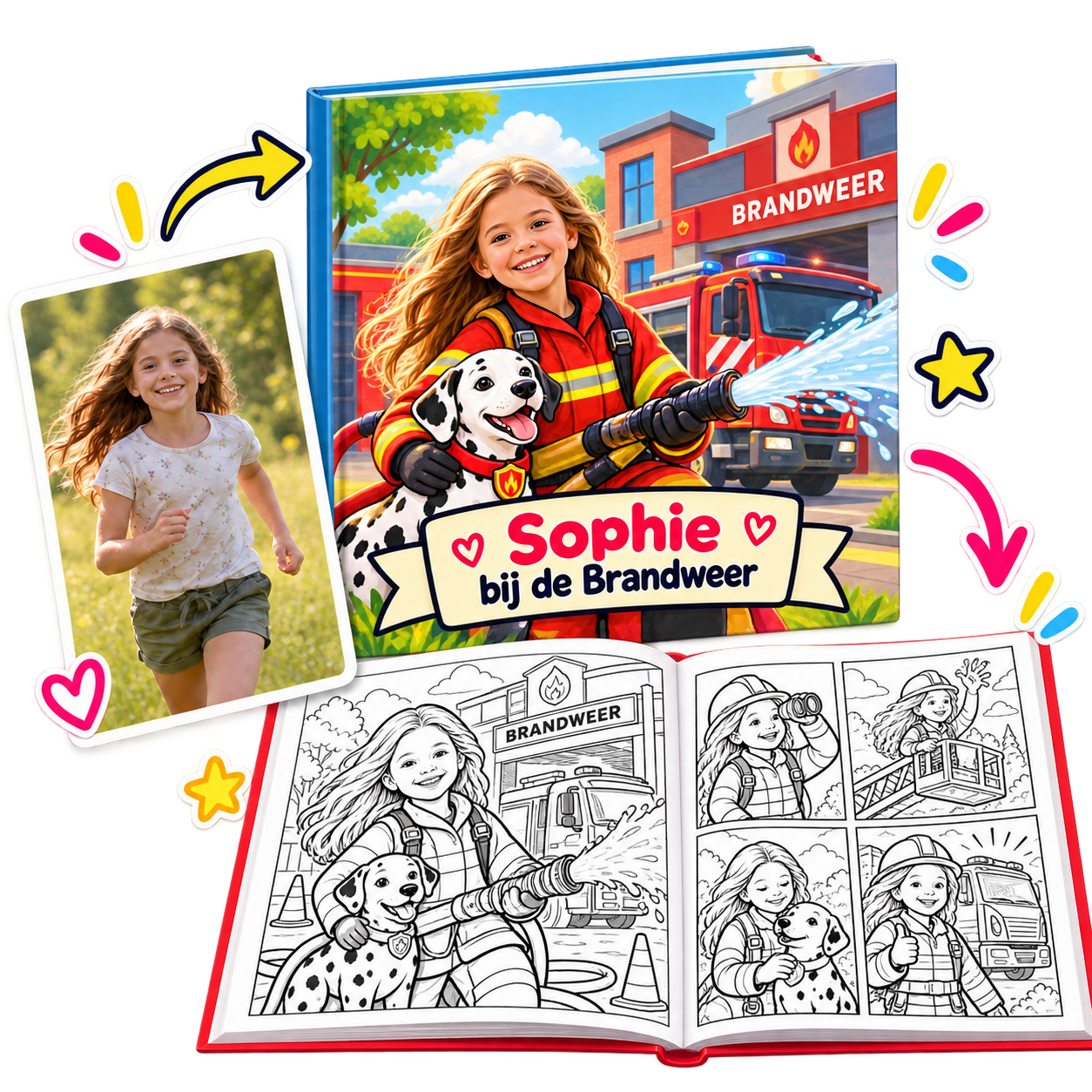 Persoonlijk kleurboek thema brandweer