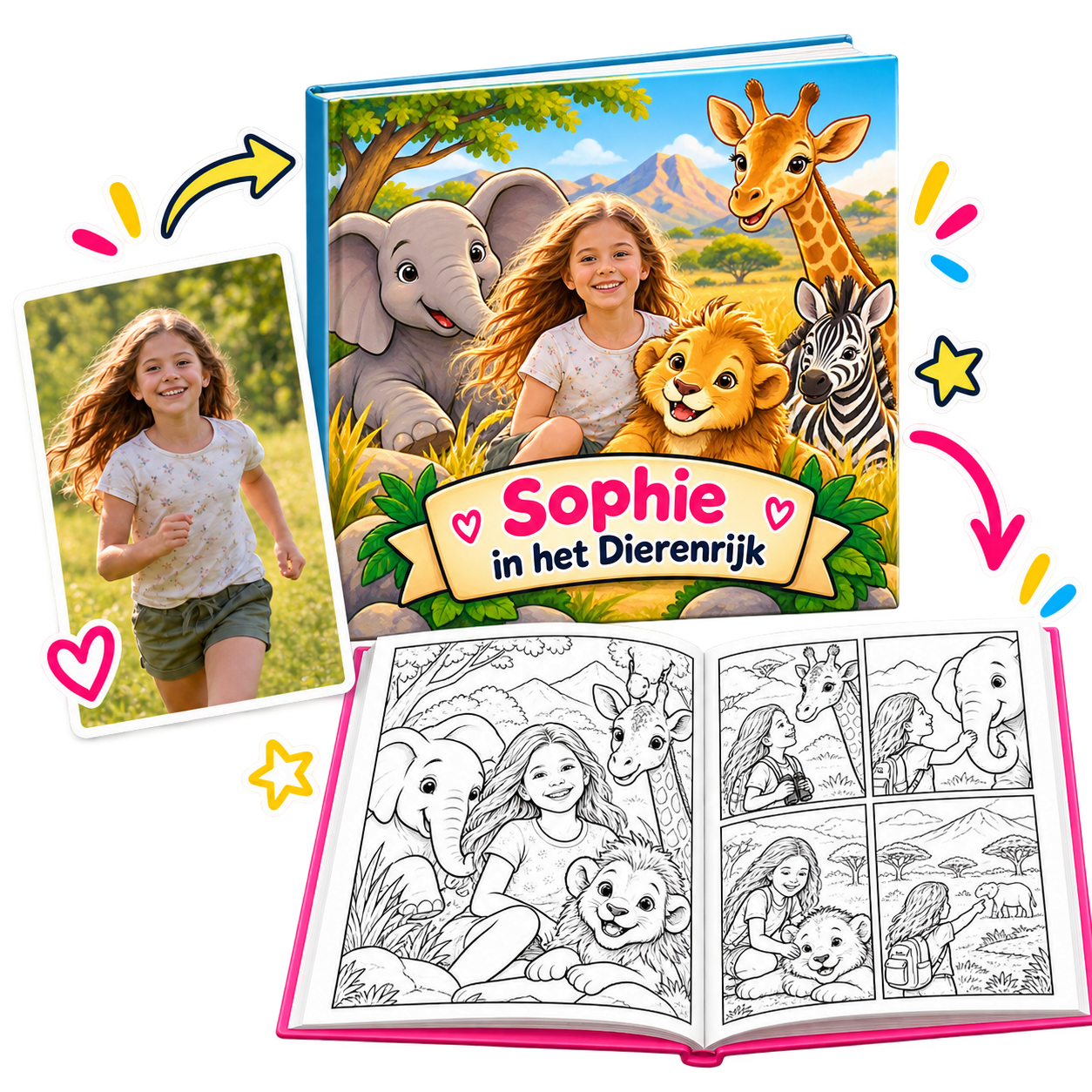 Persoonlijk kleurboek thema dierenrijk