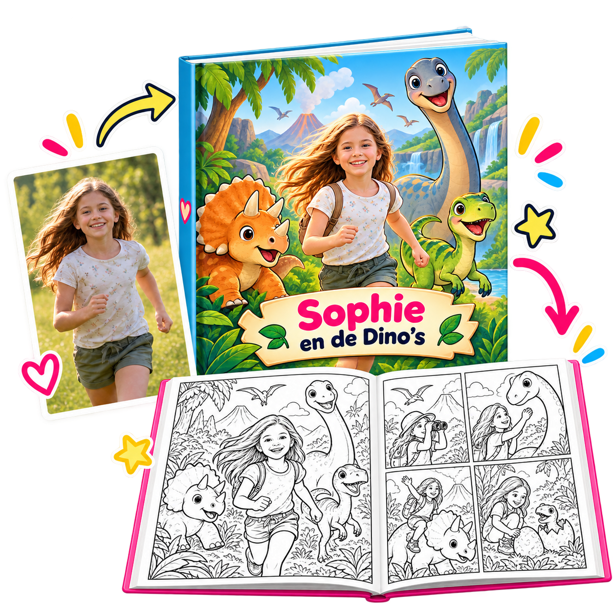 Persoonlijk kleurboek thema dino's