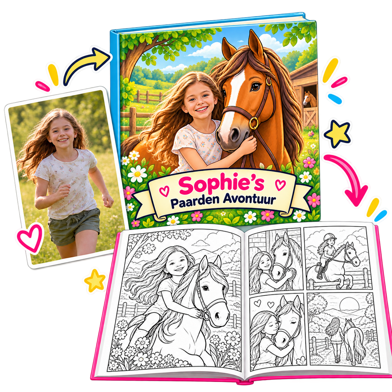 Persoonlijk kleurboek thema paarden