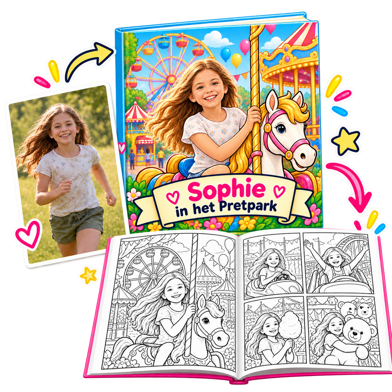 Persoonlijk kleurboek thema pretpark