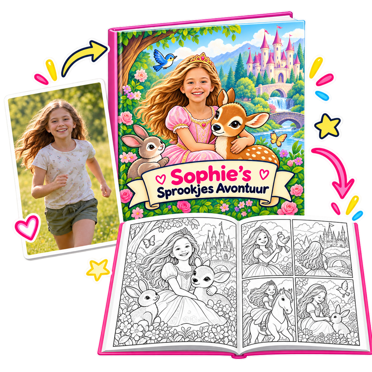Persoonlijk kleurboek thema sprookjes